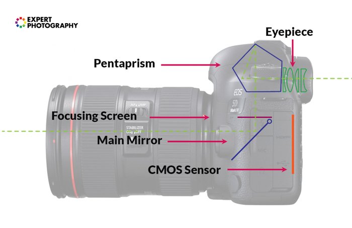 Инфографика, объясняющая оптический видоискатель