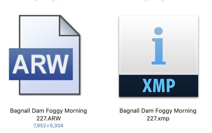 Иконки Raw и XMP файлов