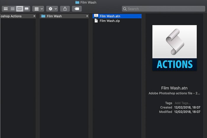 Скриншот расширения файла для как установить фотошоп действий