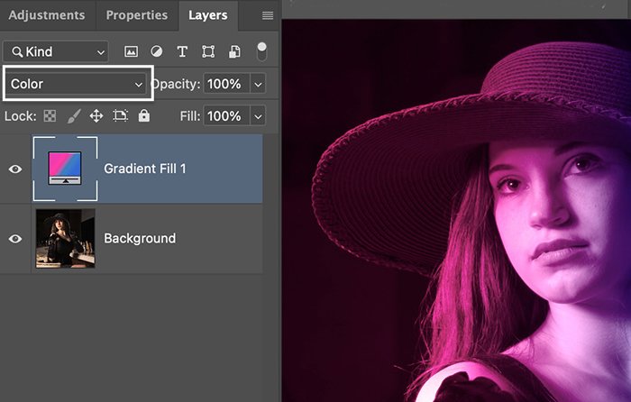 скриншот изменения режима наложения на цвет для эффекта свечения в Photoshop