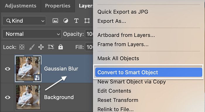 Photoshop screenshot convert to smart object for gaussian blur Photoshop glow effect
