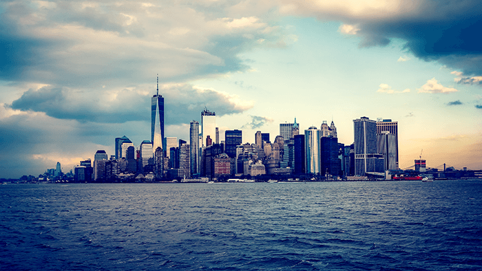New York City skyline shot from Hudson river
