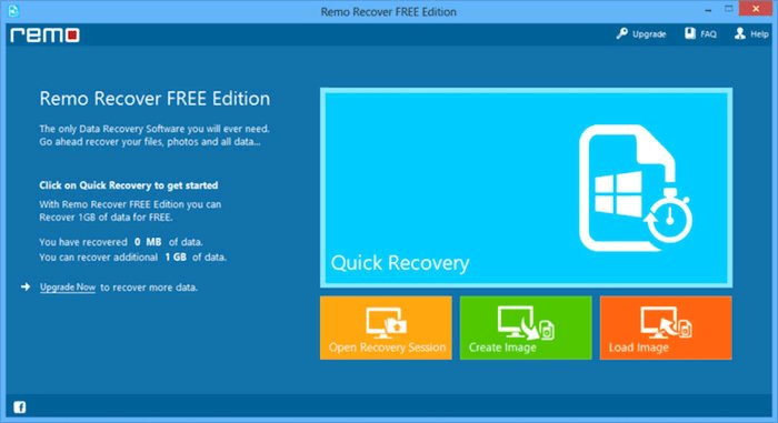 Скриншот интерфейса Remo Recover, бесплатной программы для восстановления фотографий